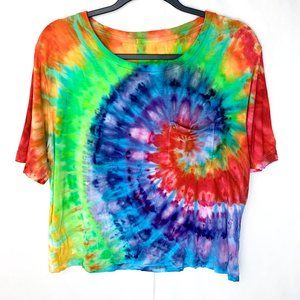 *Tie Dye* Rainbow Boxy Cropped Pocket T